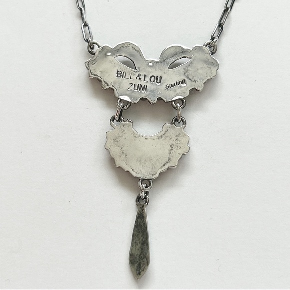 Vintage Bill & Lou Zuni Angel Skin Coral Petit Point Sterling Silver Necklace - Picture 12 of 13